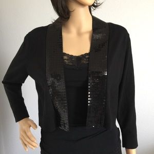 Calvin Klein Black Cropped Sequins Cardigan